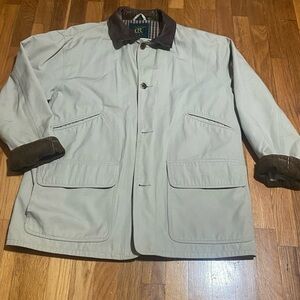 Classic Men's Jacket with Brown leather Collar, vintage